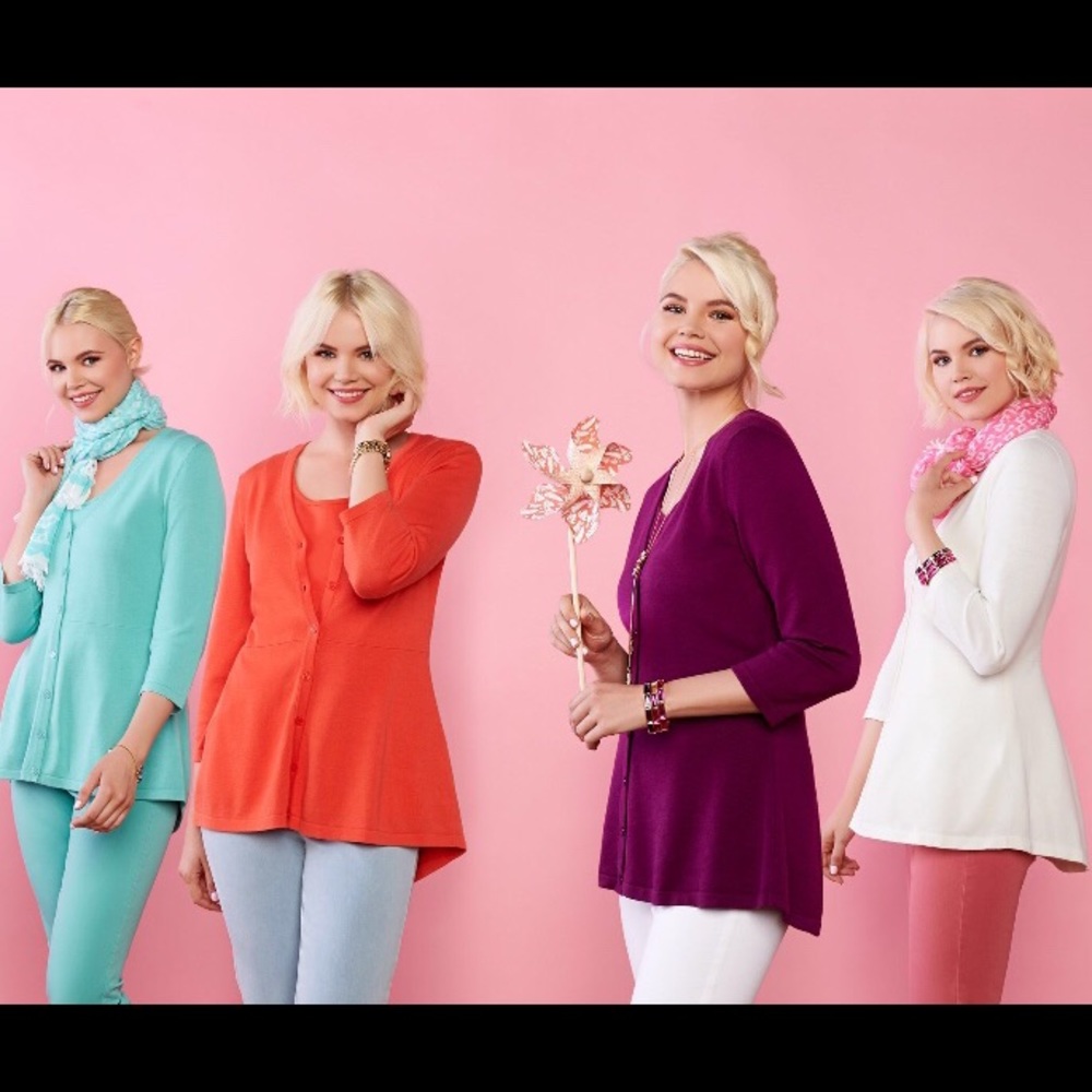 Isaac Mizrahi V Neck Peplum 3/4 Sleeve Cardigan